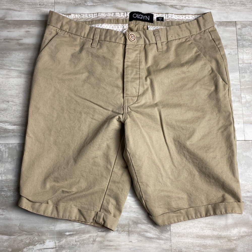 OLGYN Men’s Slim Fit Beige Chino Shorts Size 33